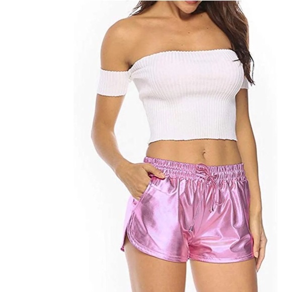 Shorts | Pink Metallic Shorts | Poshmark